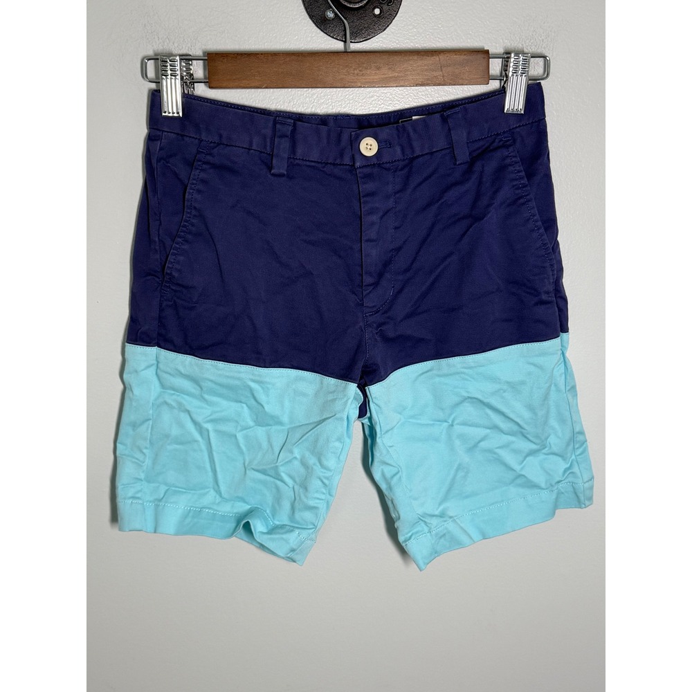 Vineyard Vines Boys Size 8 Colorblock Chino Shorts Navy Light Blue Cotton Blend